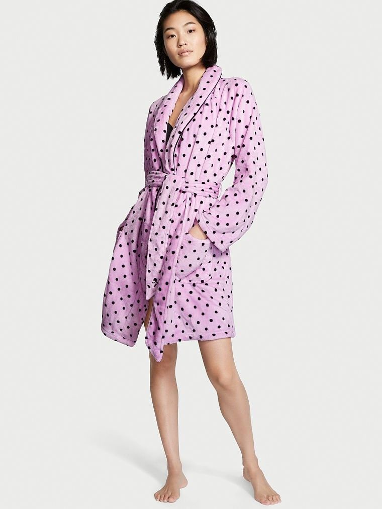 Плюшевий халат Short Cozy Robe Purple Dot від Victoria's Secret XS-S