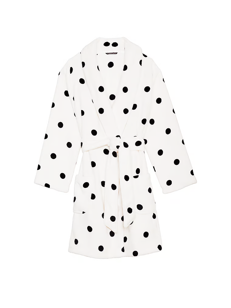 Плюшевий халат Short Cozy Robe Black & White Sweet Dot від Victoria's Secret