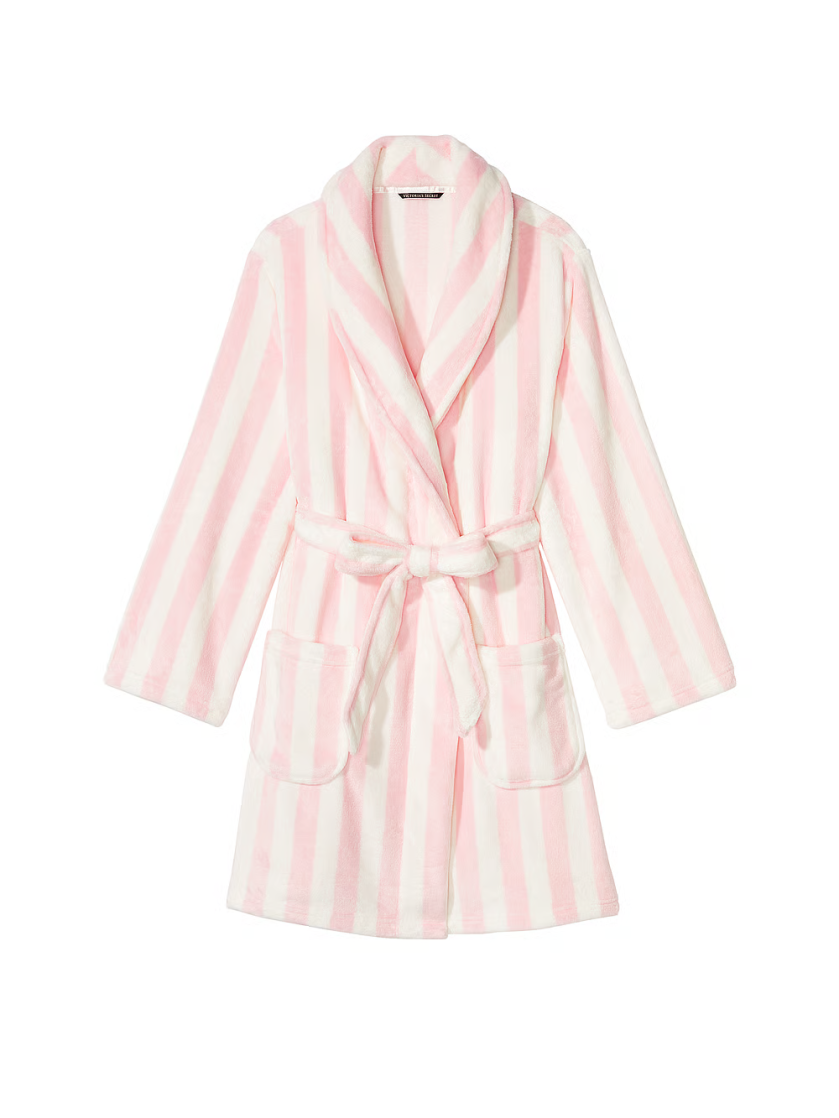 Плюшевий халат Short Cozy Robe Pink Stripe