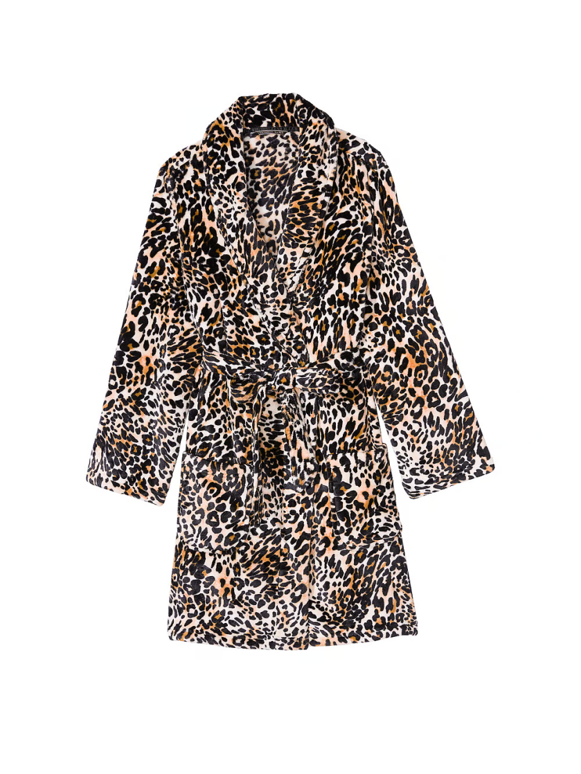 Плюшевий халат Short Cozy Robe Wavy Leopard