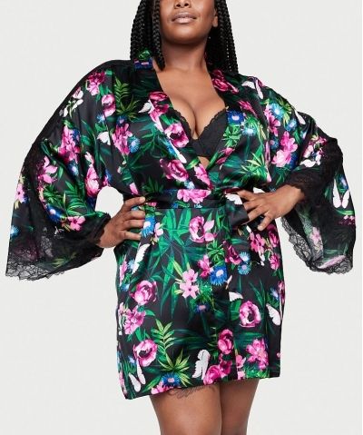 Атласний халат Lace Inset Robe Moonlit Garden від Victoria's Secret