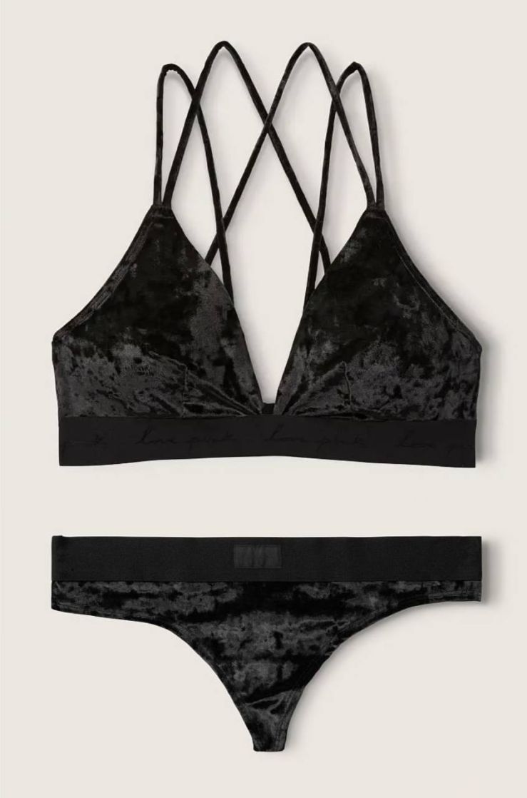 Комплект топ-бра Victoria's Secret Pink Bralette & Thong Panty Black