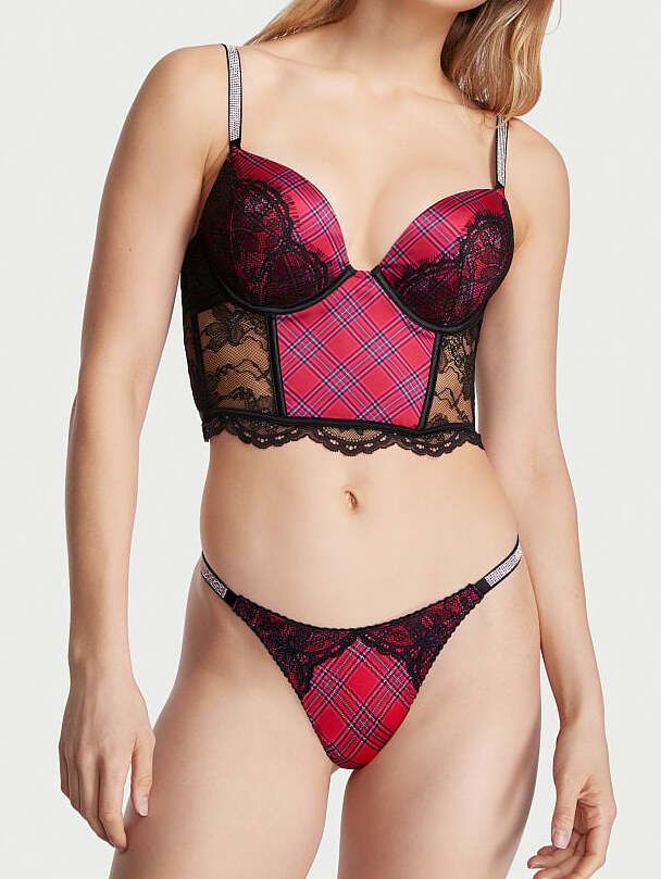 Комплект Bombshell Top & Brazilian Panty Lacy Plaid Victoria's Secret