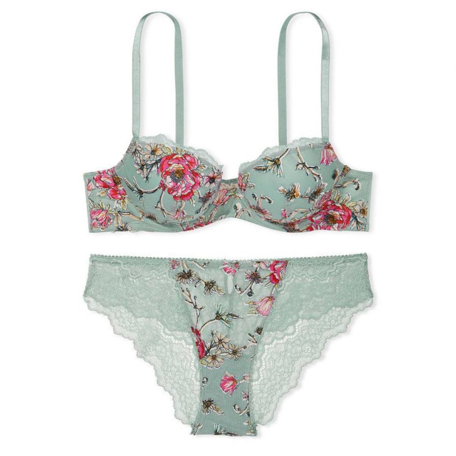 Комплект Floral Embroidery Lightly Lined Bra Sage Dust Floral Victoria's Secret