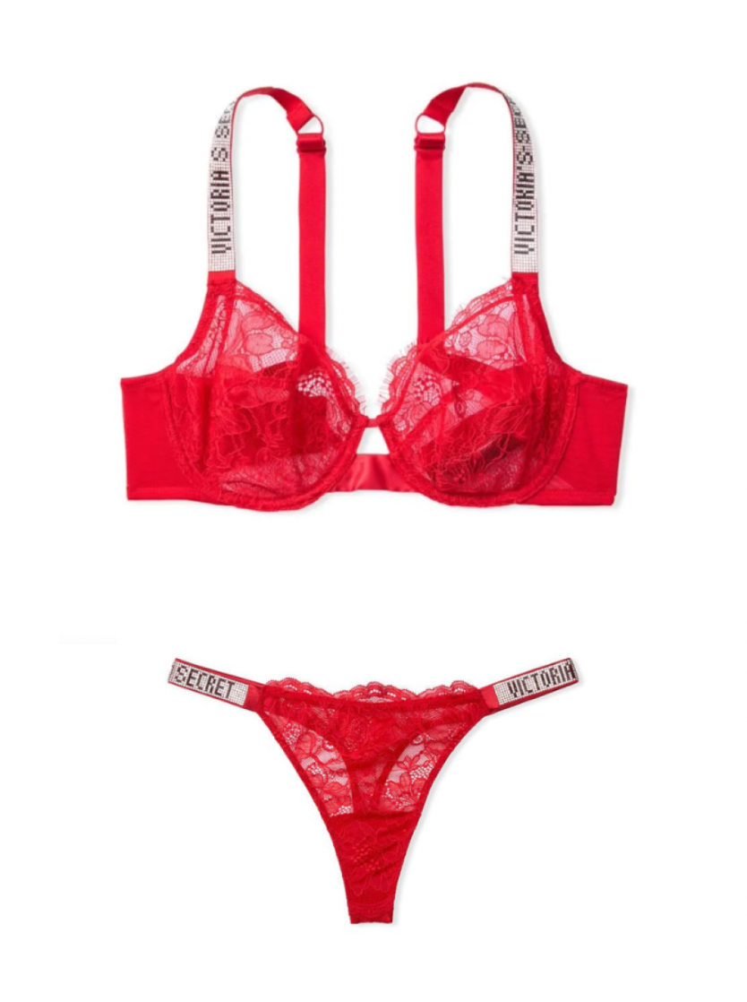 Комплект The Fabulous Full Cup Bra Lipstick & Thong Panty від Victoria's Secret