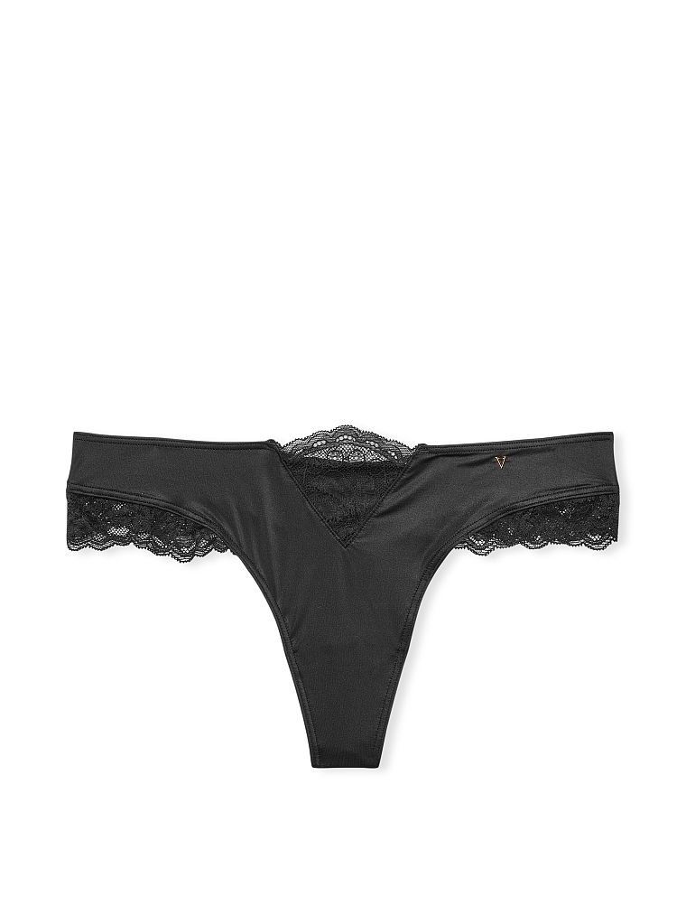 Micro Lace Insset Thong Black Victoria's Secret