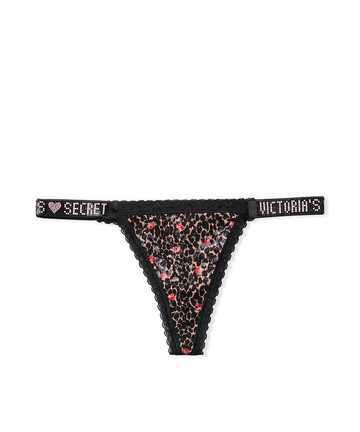 Трусики The Lace Shine Strap Thong Panty Leopard