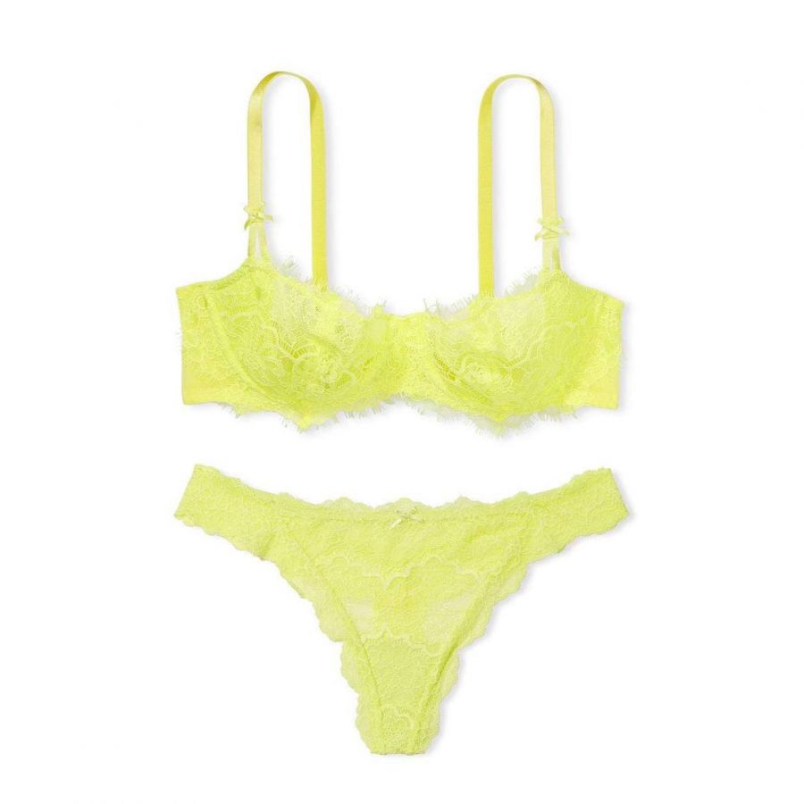 Комплект Victoria's Secret Wicked Unlined Bra Lime Citron