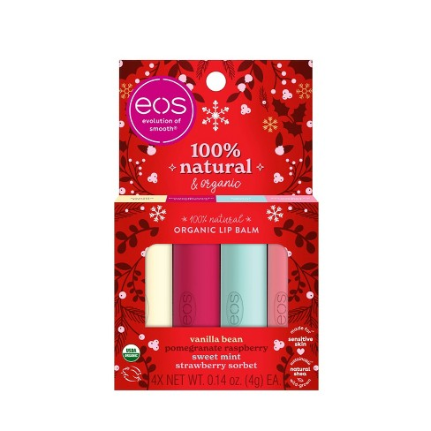 Набір бальзамів 100% Natural & Organic 4-Pack Lip Balm від EOS