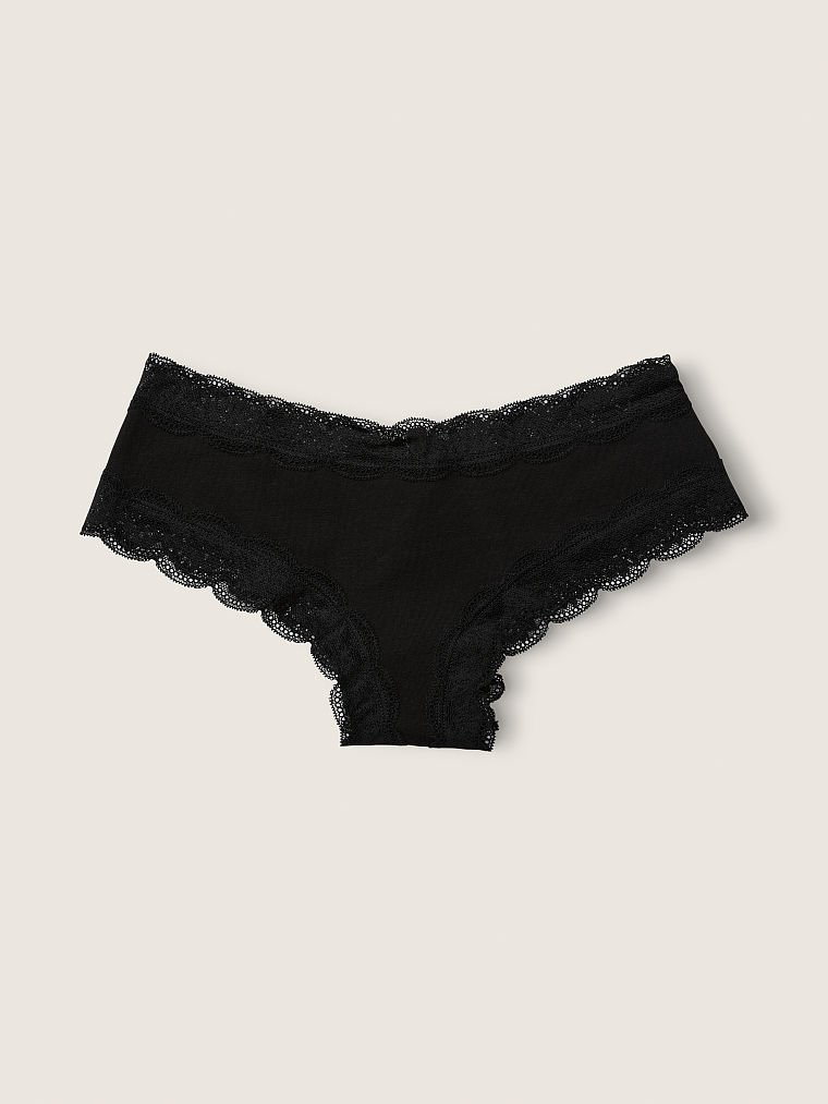 Трусики Lace Trim Cheekster Black Victoria's Secret Pink