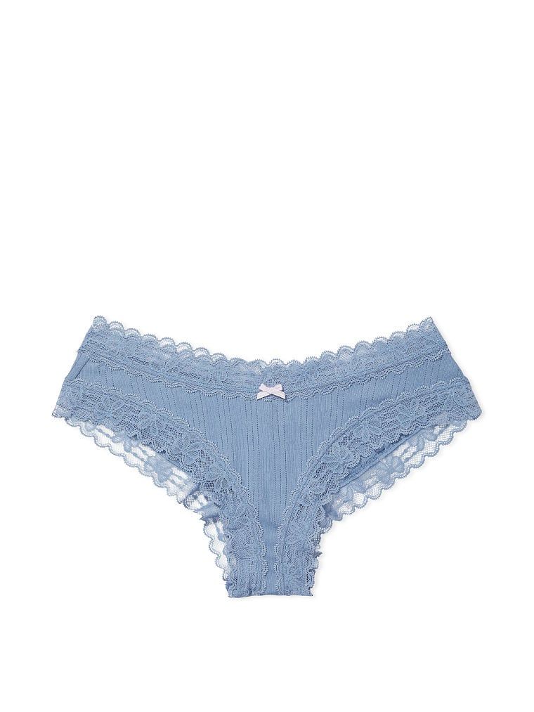 Трусики Lace Waist Cotton Cheeky Faded Denim Victoria's Secret