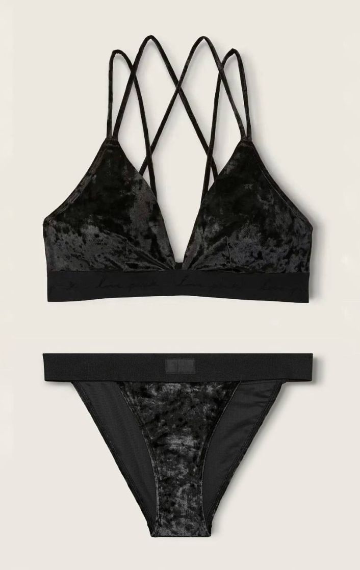 Комплект топ-бра Victoria's Secret Pink Bralette & Bikini Panty Black