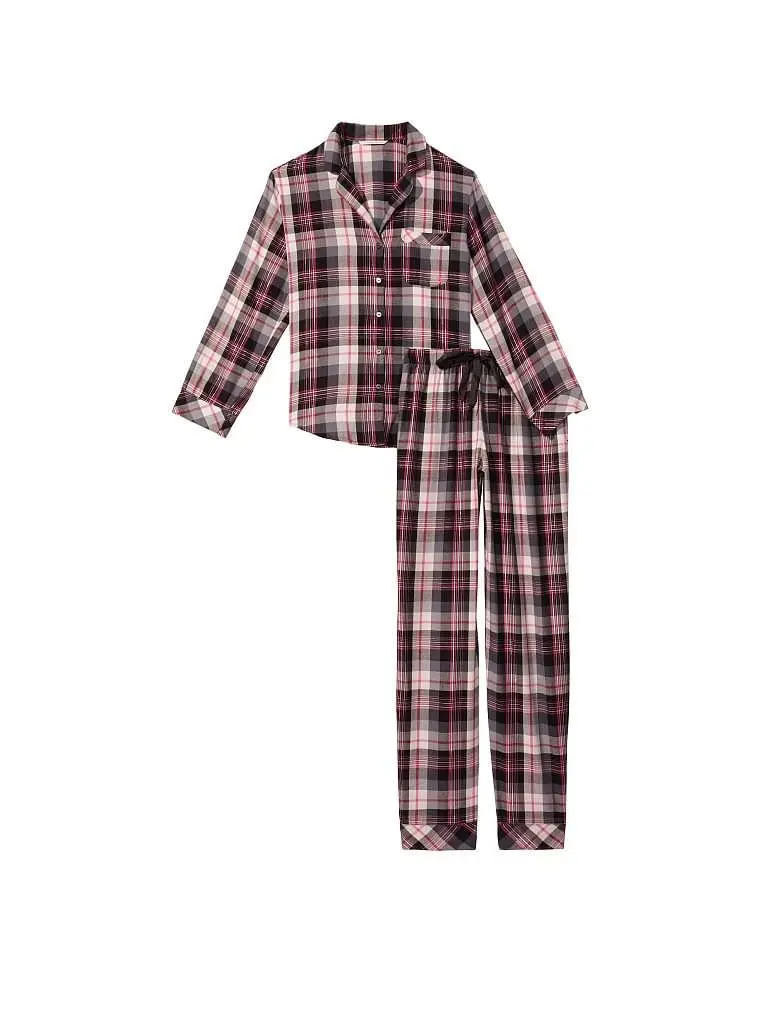 Піжама Flannel Long Pajama Set Black & Pink Plaid