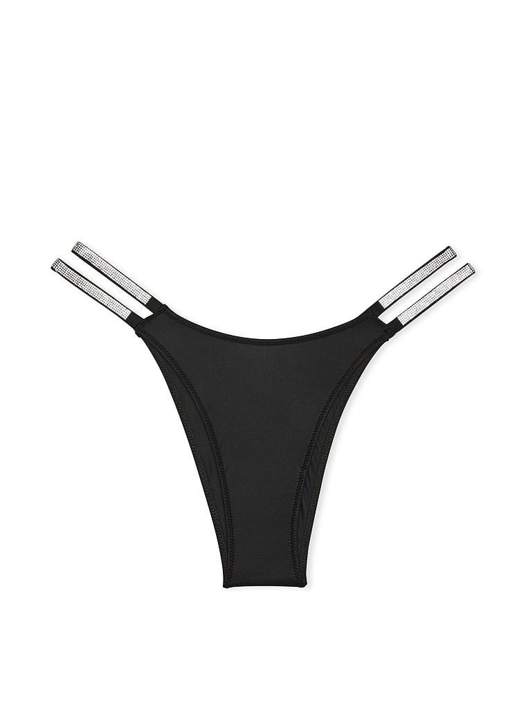 Трусики Double Shine Strap Brazilian Panty Black