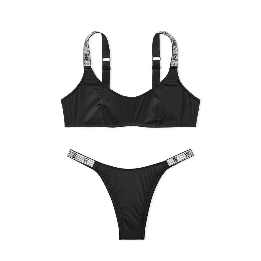 Комплект Shine Strap Scoop Bralette & Brazilian Panty Black