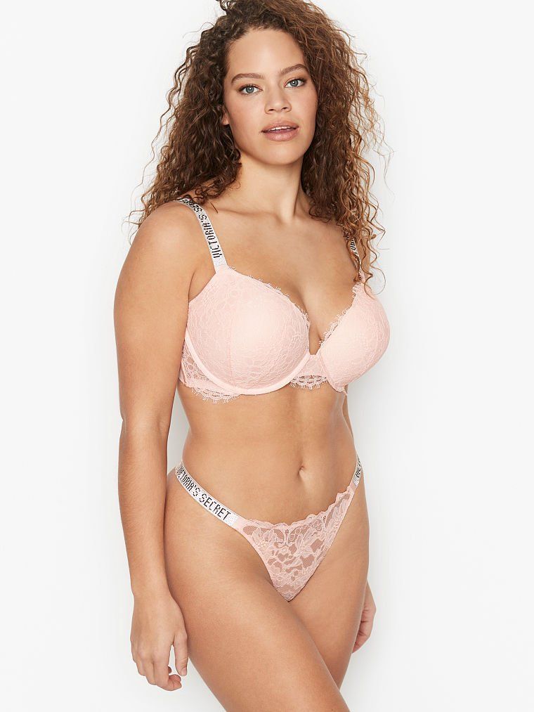 Комплект Shine Strap Push-Up Bra & Thong Panty Purest Pink від Victoria's Secret