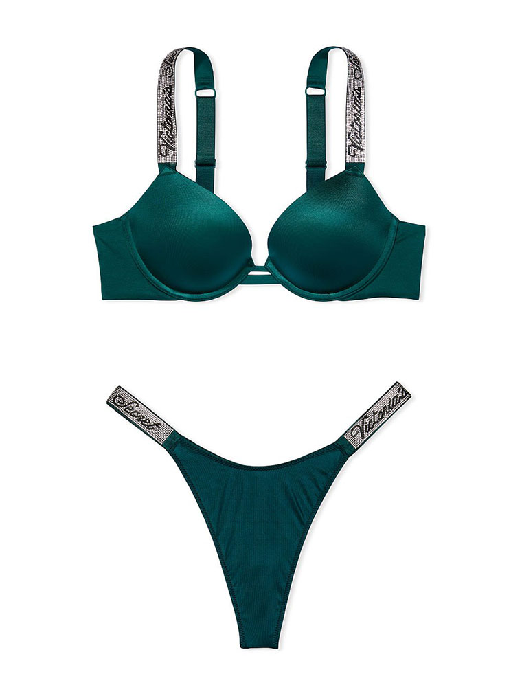 Комплект Shine Strap Push-Up Bra & Shine Thong Panty Panty від Victoria's Secret