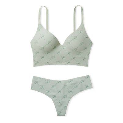 Комплект Loungin Scoop Bra Victoria's Secret Pink Green Script Print