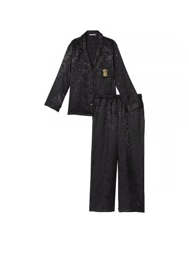 Піжама сатинова Satin Long Pajama Set Black від Victoria's Secret