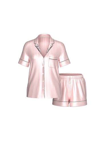 Піжама сатинова Signature Satin Short Pajama Set Pink Stripe