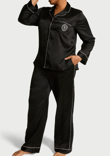 Піжама сатинова Satin Long Pajama Set Black N