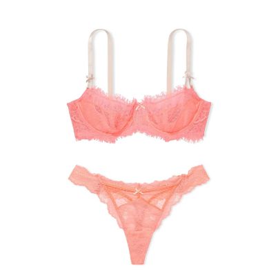 Комплект Dream Angels Wicked Lace Unlined Bra & Thong Panty Neon Nectar