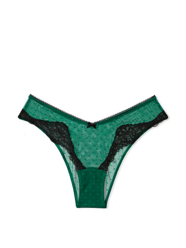 Трусики Dream Angels Lace Brazilian Panty Spruce Green Victoria's Secret