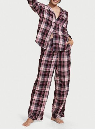 Піжама Flannel Long Pajama Set Black & Pink Plaid від Victoria's Secret size M