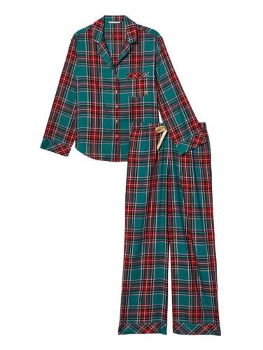 Піжама Flannel Long Pajama Set Evergreen Plaid від Victoria's Secret