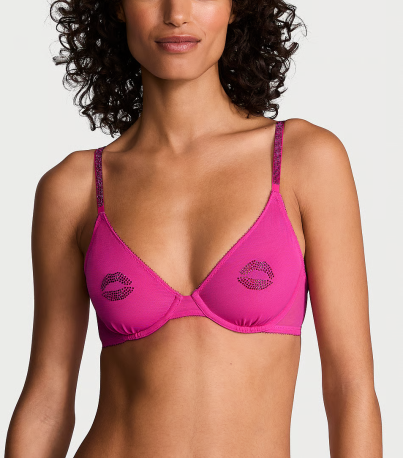 Комплект Sheer Shine Motif Unlined Low-Cut Demi Bra Fucshia Frenzy