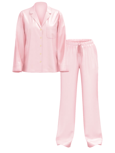Піжама сатинова Satin Long Pajama Set Angel Pink Crest Jacquard