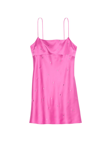 Нічна сорочка сатинова Glazed Satin Dew Drop Heart Slip Dress Peony