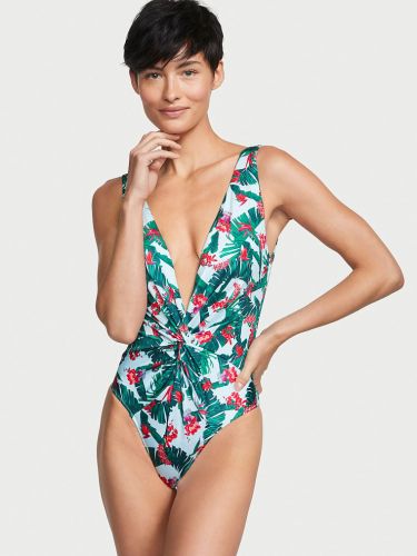 Суцільний купальник Victoria's Secret Twist Plunge Swimsuit Blue Palm