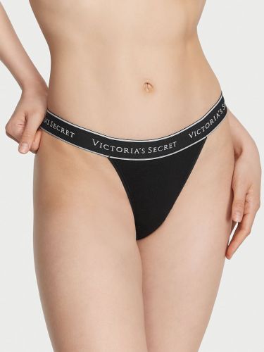 Трусики Victoria's Secret Logo Cotton Tanga Panty Black