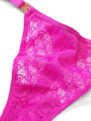 Трусики Icon by Victoria's Secret Lace Thong Panty Фуксія