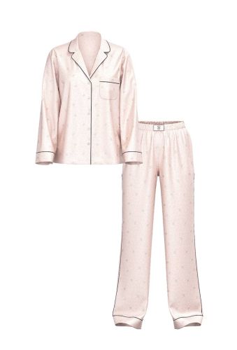 Піжама сатинова Glazed Satin Dew Drop Long Pajama Set Pink