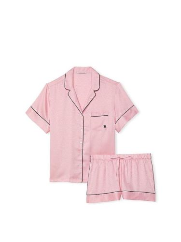 Піжама сатинова Satin Short Pajama Set Pink Leopard Victoria's Secret