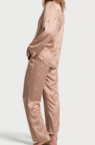 Піжама сатинова Glazed Satin Long Pajama Set Beige