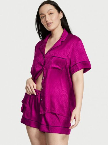 Піжама сатинова Satin Short Pajama Set Raspberry Cooler Logo Jacquard від Victoria's Secret