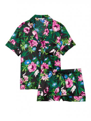 Атласная атласная короткая пижама сет Moody Floral из Victoria's Secret