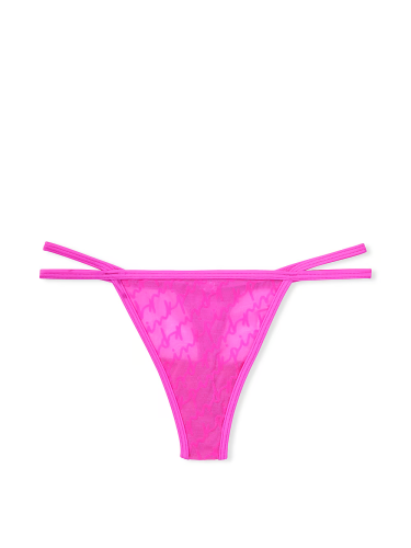 Трусики Flocked Mesh Thong Panty Pink Victoria's Secret Pink