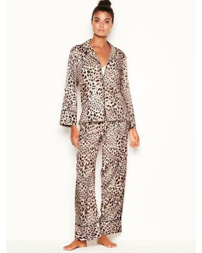 Піжама сатинова Satin Long Pajama Set Leopard