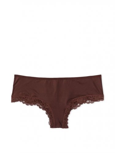 Трусики Victoria's Secret Lace-Trim Cheeky Panty Dark Brown