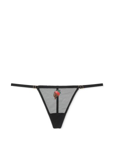Трусики Very Sexy Flirty Mesh V-String Panty Black Strawberry