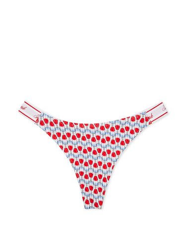 Трусики Logo Cotton High-Leg Thong Panty Optic White Popsicle Print