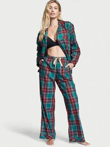 Піжама Flannel Long Pajama Set Evergreen Plaid від Victoria's Secret