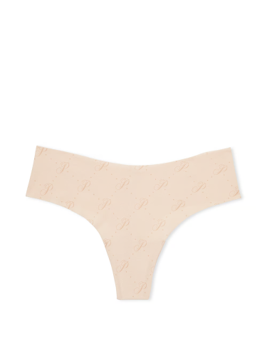 Трусики Victoria's Secret No-Show Thong Panty Marzipan Script Dot Print