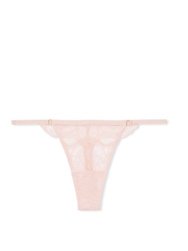 Трусики Lace Trim Thong Panty Pink Victoria's Secret
