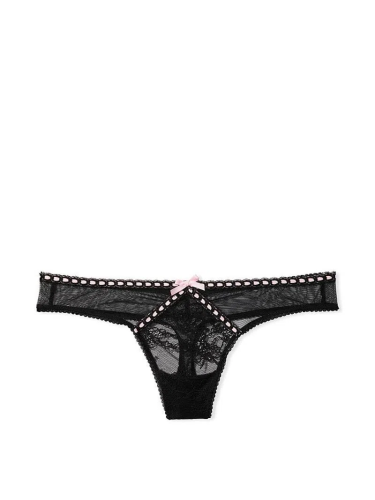 Трусики Heritage Ribbon Slot Thong Panty Black Victoria's Secret
