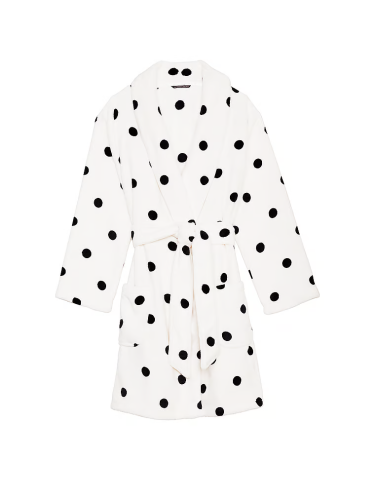 Плюшевий халат Short Cozy Robe Black & White Sweet Dot від Victoria's Secret